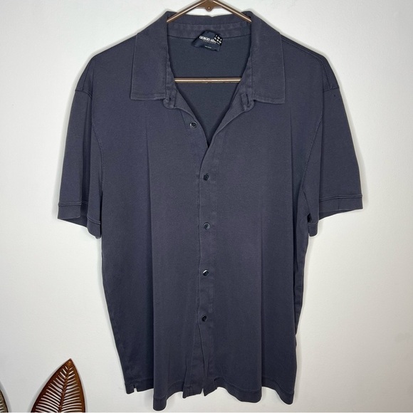 Giorgio Armani Cotton Polo Navy Button Down Shirt - Picture 2 of 8